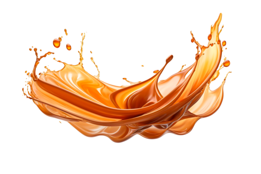 brown splash caramel on white background