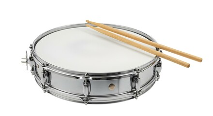 Obraz premium Snare drum with drumsticks, isolated on white