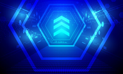 blue lines circuit arrow lines sign cyberspace high technology connecting abstract background