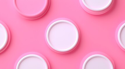 Pink Circular Containers on Soft Pink Background for Minimalist Aesthetic and Creative Projects