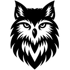 Silhouette of a combination of owl and wolf faces