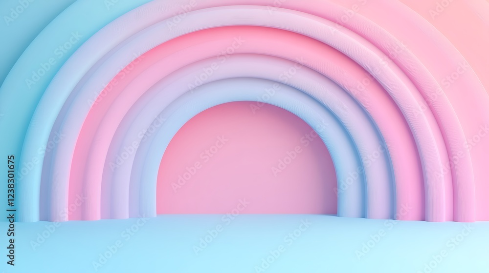 Poster smooth pastel colored arcs in soft tones creating a calming and serene backdrop for creativity and d