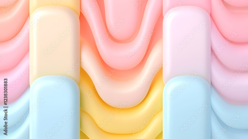 Poster soft color gradient waves in pastel shades for modern abstract background and design elements