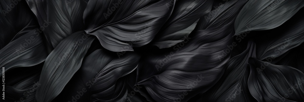 Poster abstract black textures featuring smooth leaf patterns for backgrounds and design elements in high r