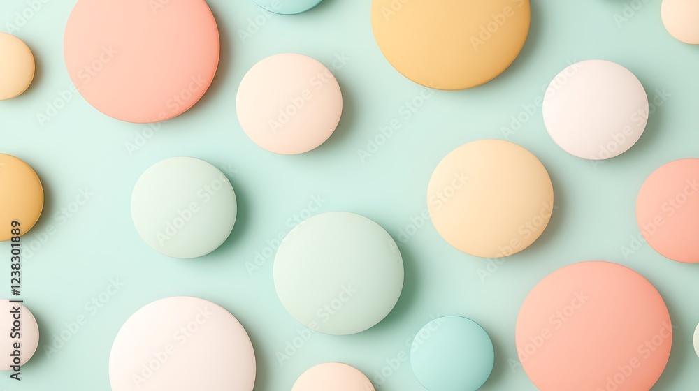 Poster soft colorful circles on pastel background creating a gentle artistic abstract design for creative p