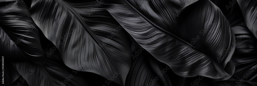 Poster abstract black textures with elegant leaf patterns for artistic and modern design use in graphic pro