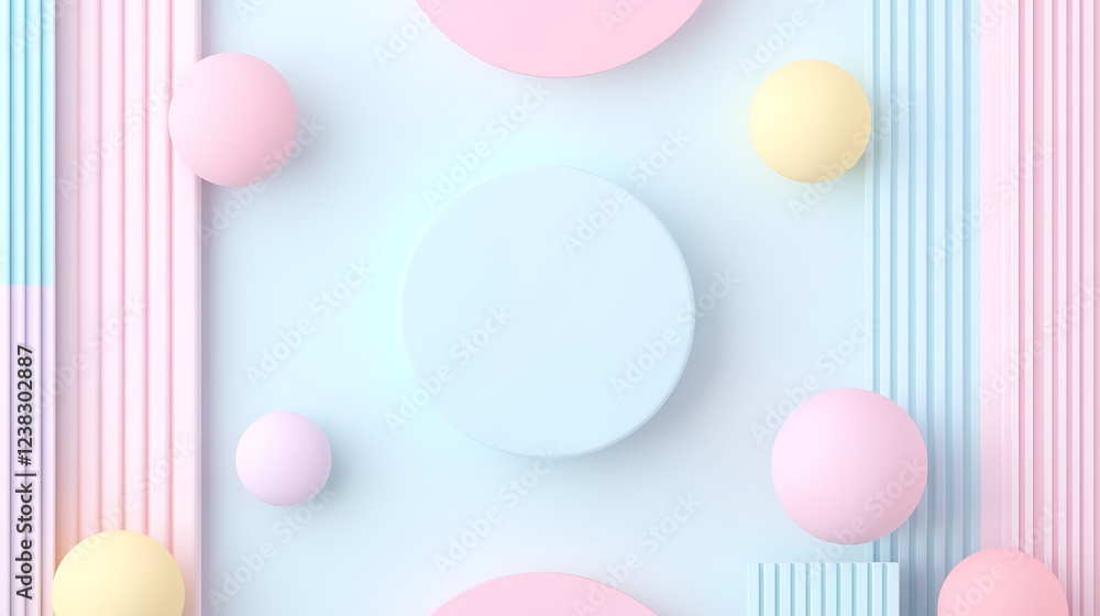 Poster soft pastel background with geometric shapes and lines for modern design projects and creative prese