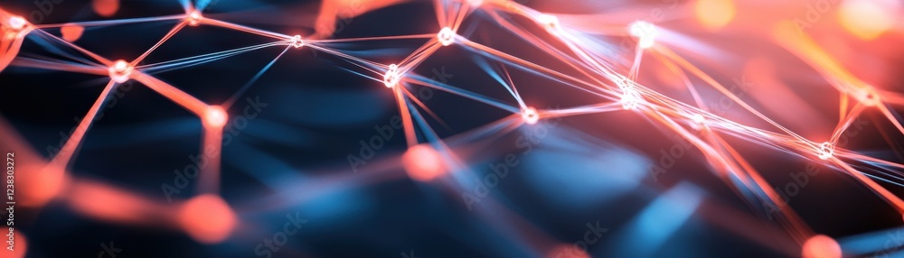 Poster abstract network of glowing connections representing technology's impact on communication and innova