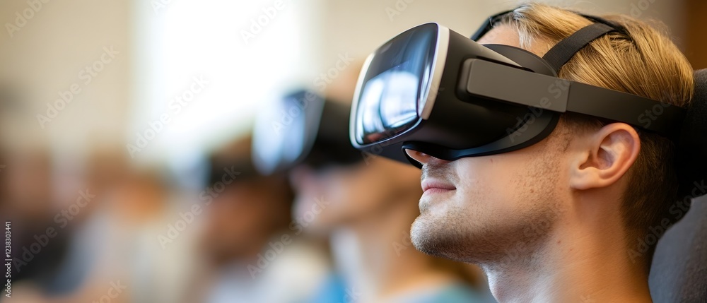 Aufkleber participants interact with ads in vr lab while emotional engagement data is collected and analyzed