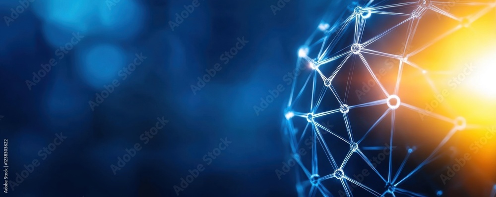 Poster abstract technology background showcasing a digital globe with network connections and glowing eleme