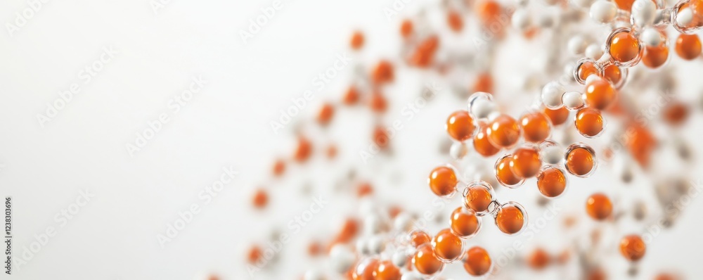 Poster abstract representation of molecular structure with orange and clear elements, highlighting the comp