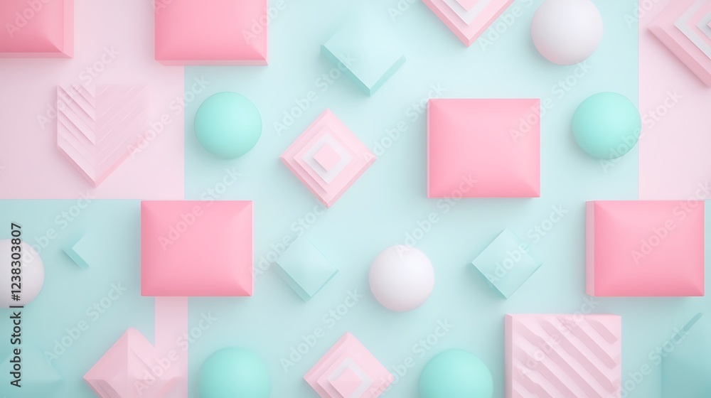 Poster soft pastel shapes and patterns on a light background for creative and modern design projects