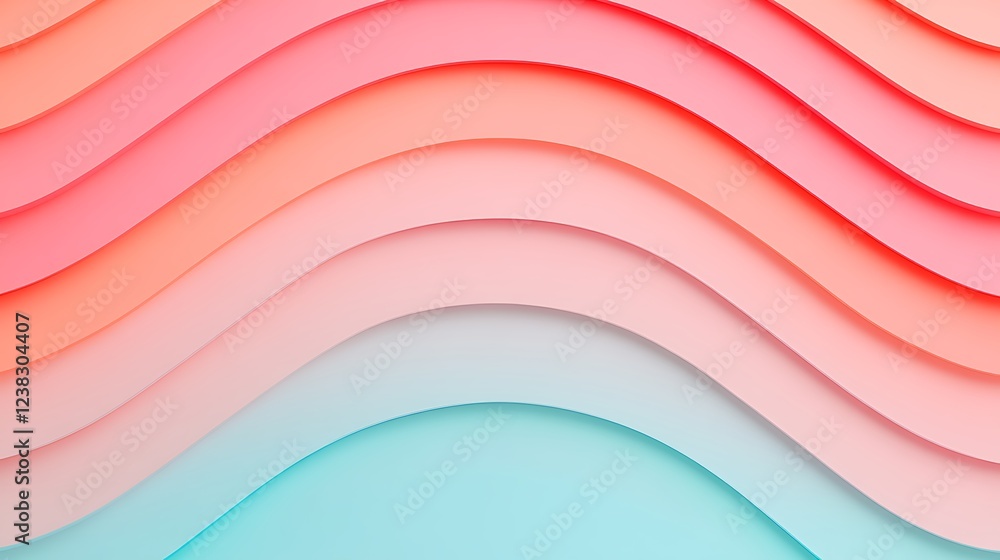 Poster soft waves of blush and aqua in elegant layered paper design for creative backgrounds and visual pro