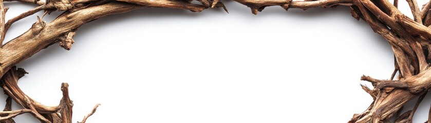 Obraz premium Beautiful brown wood frame made of natural branches, perfect for adding rustic charm to any design or photography project.