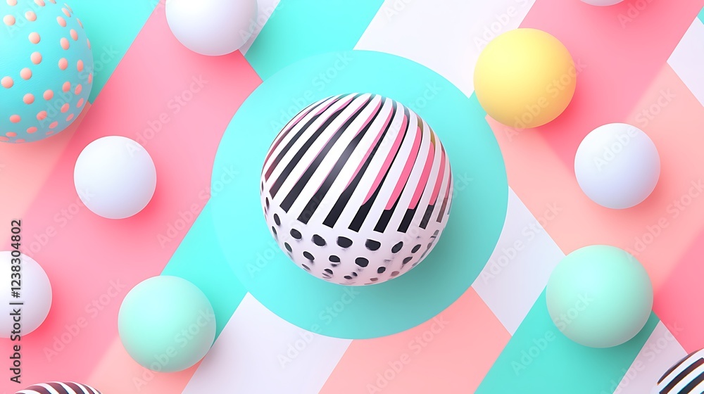 Poster vibrant abstract design with textured 3d spheres and colorful background patterns for modern art and