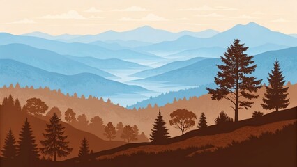 Fototapeta premium Stunning Layered Mountain Landscape at Sunset – Scenic Naturemountains, sunset, layers, scenic, nature, travel, peaceful, warm tones 