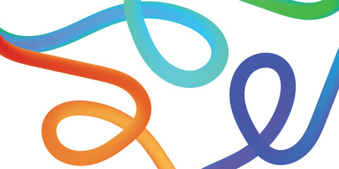 Vector Graphic with Wavy Lines in Rainbow Colors. Abstract Color Gradient Swirl Shapes Set in white background . Colorful Fluid Wave Pattern. Squiggly Design Elements