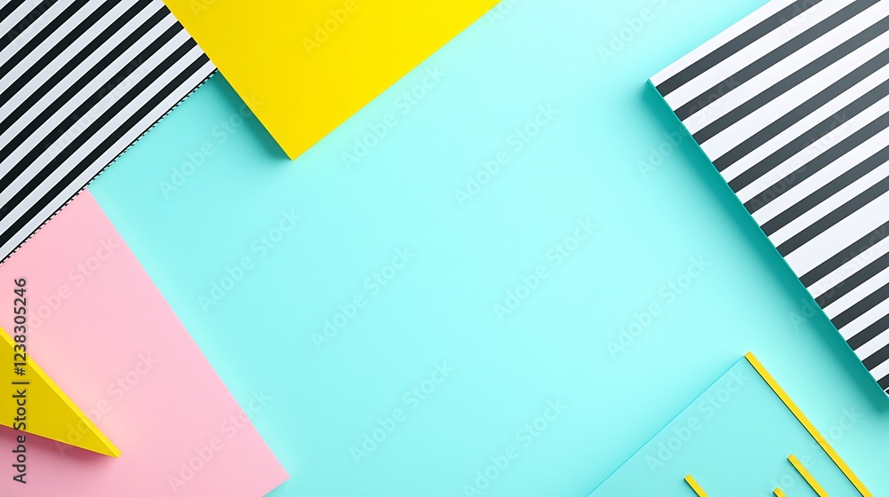 Aufkleber vibrant colorful background with geometric shapes and striped patterns for creative projects and des
