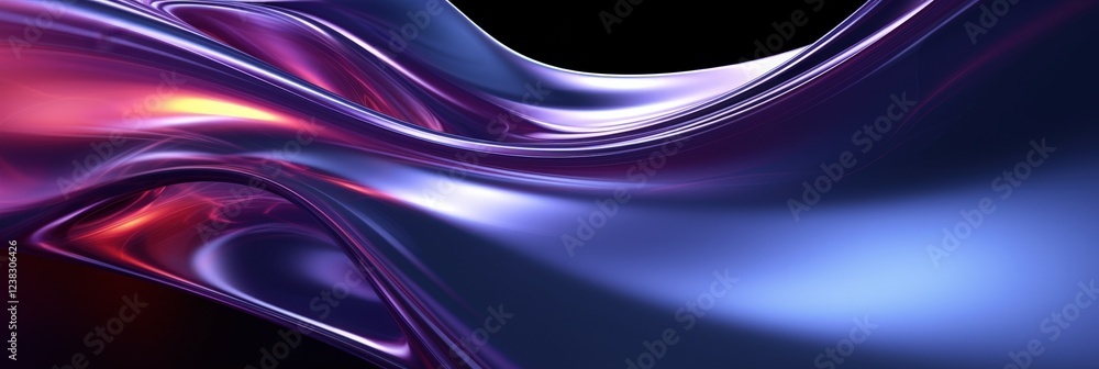 Poster abstract liquid glass holography in vibrant colors with flowing textures and smooth gradients for mo