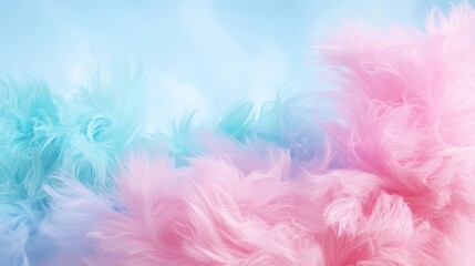 Delicate pastel dream, a serene composition of soft pink and blue feathers soft,