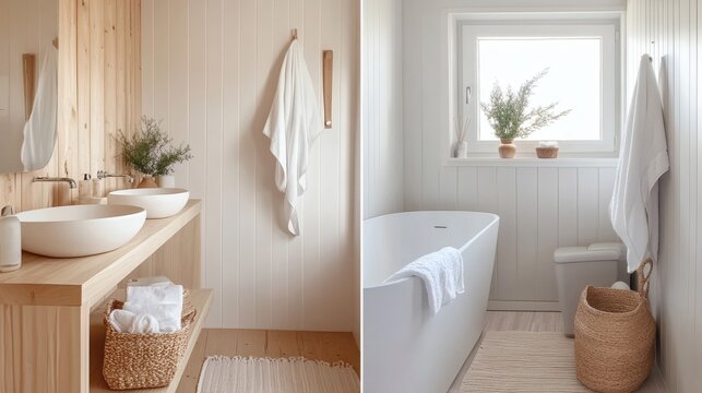 Serene Minimalist Bathroom Design Wooden Accents and Neutral Tones