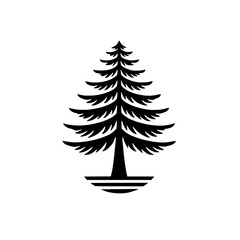Monochrome Pine Tree: Minimalist Nature Illustration, Simple Black and White Graphic Design, Perfect for Nature Lovers and Home Decor