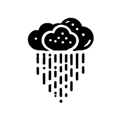 Abstract Rain Cloud: A Minimalist Weather Illustration.  Simple black and white graphic design, perfect for nature, climate, or weather-themed projects.