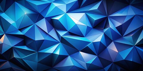 Obraz premium Abstract Low-Poly Blue Background: Sharp Edges, Digital Art, Copy Space