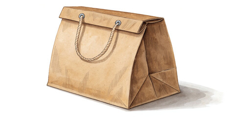 A Classic Brown Paper Lunch Bag Isolated on a White Background for Everyday Use