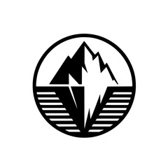 Majestic Iceberg Peak: A Stunning Glacial Landscape in Black and White.  A captivating nature scene, perfect for nature lovers and graphic designers. 