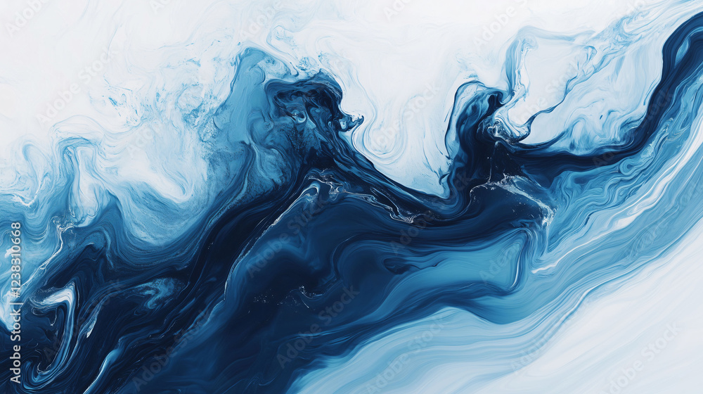 Poster sleek liquid gradients in blue and white create a smooth and flowing abstract background effect. gen