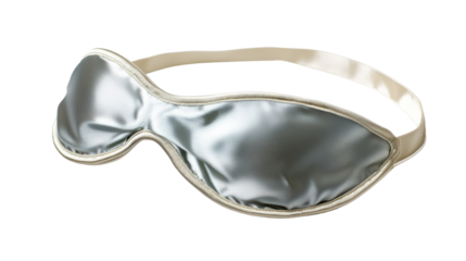 Light grey silk sleeping mask on transparent background