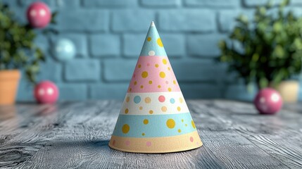 Colorful Party Hat On Wooden Table