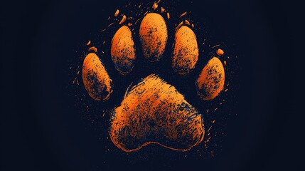 Abstract Orange Paw Print Design Artwork