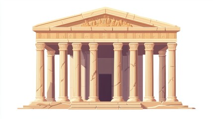 Classic Greek Temple Structure with Detailed Architectural Features