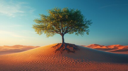 A Resilient Tree Thriving Amidst the Desert s Endless Dunes