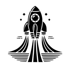 Space Rocket Launch: A Minimalist Vector Graphic Design.  Embark on a cosmic journey, exploring the boundless possibilities of space travel and technological innovation.
