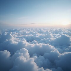 Fototapeta premium Endless Layers Of Soft White Clouds Beneath A Blue Sky.
