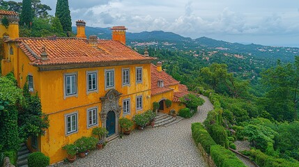 Yellow House Hilltop Estate Scenic Vista