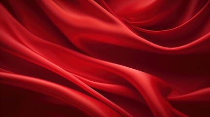 Obraz premium Elegant Red Fabric Drapery, Flowing Textures, Luxurious Cloth with Soft Waves, Vibrant Color, Ideal for Backgrounds and Fashion Applications