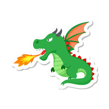 Cute fire-spitting dragon sticker