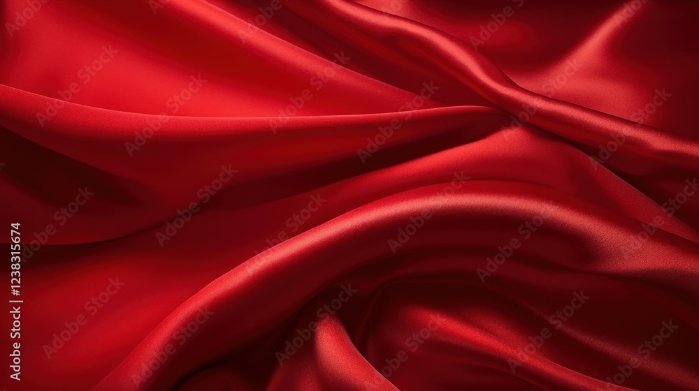 Poster smooth and luxurious red cloth fabric with elegant drapes and soft texture for fashion and design ap