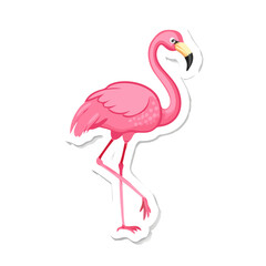 Walking flamingo bird sticker