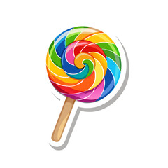Colorful rainbow lollipop candy sticker