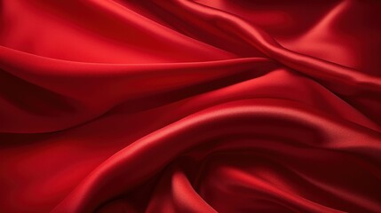 Obraz premium Smooth and Luxurious Red Cloth Fabric with Elegant Drapes and Soft Texture for Fashion and Design Applications
