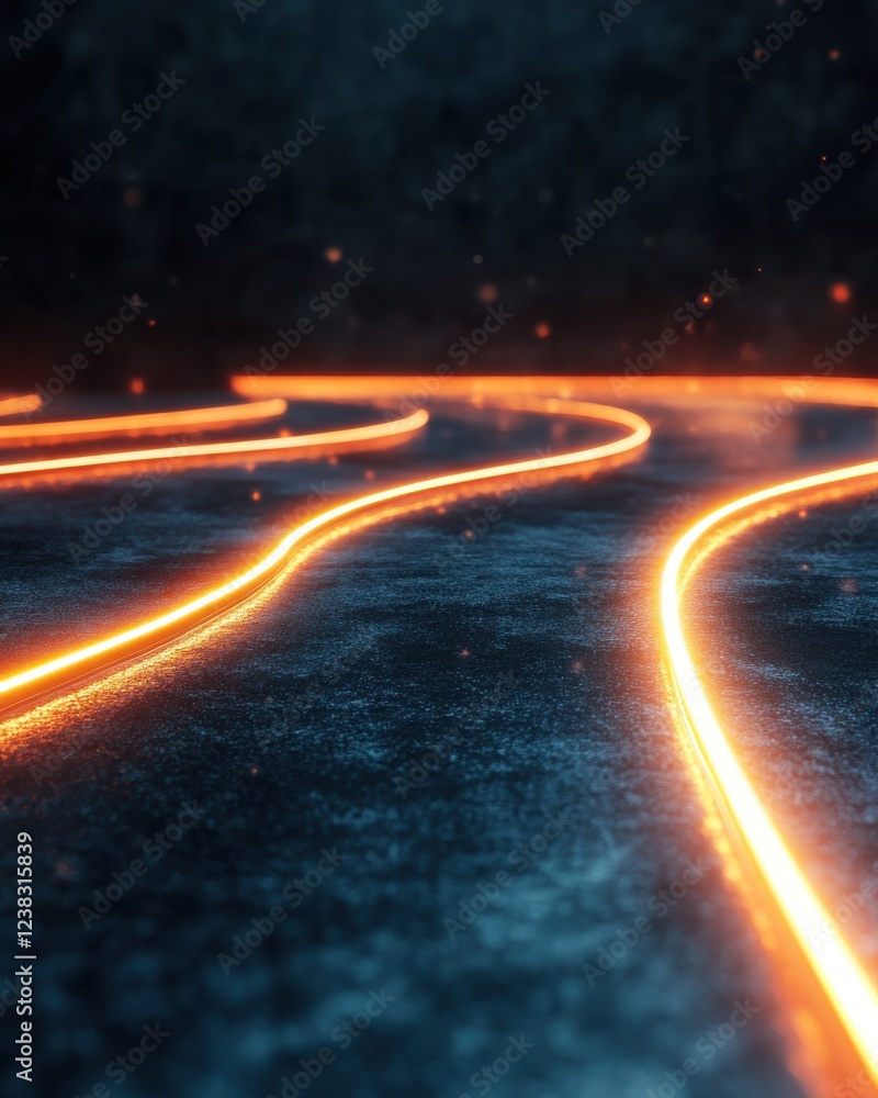 Aufkleber vibrant glowing lines create dynamic patterns against a dark background, showcasing modern design an
