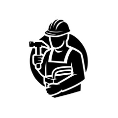 Construction Worker with Hammer and Tools: Industry, Labor, and Repair Services