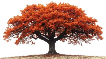 Majestic autumn tree ablaze with vibrant orange foliage