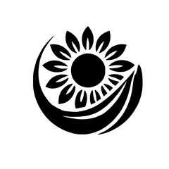 Black and White Sunflower Floral Design: Minimalist Botanical Art Print