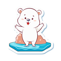 Fototapeta premium Cute polar bear on floating ice